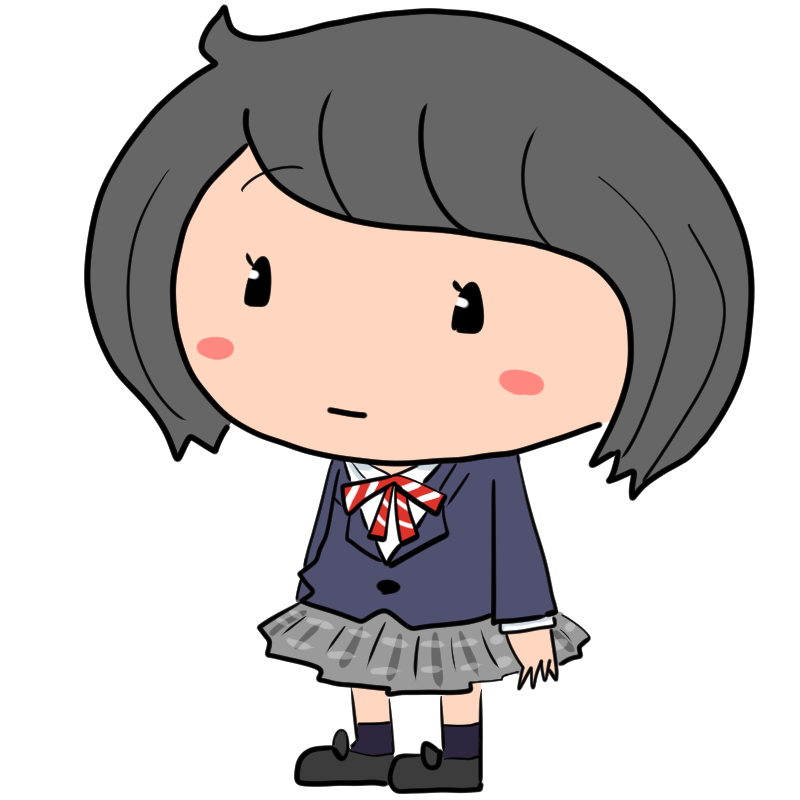 無表情の女子学生のかわいいイラスト