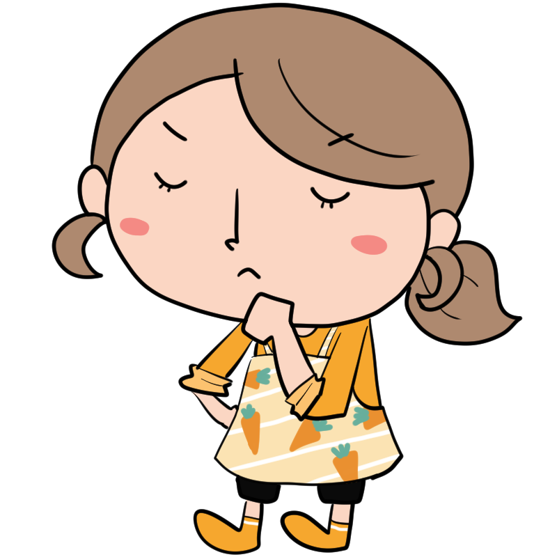 子育てについて考える新米ママのかわいいイラスト
