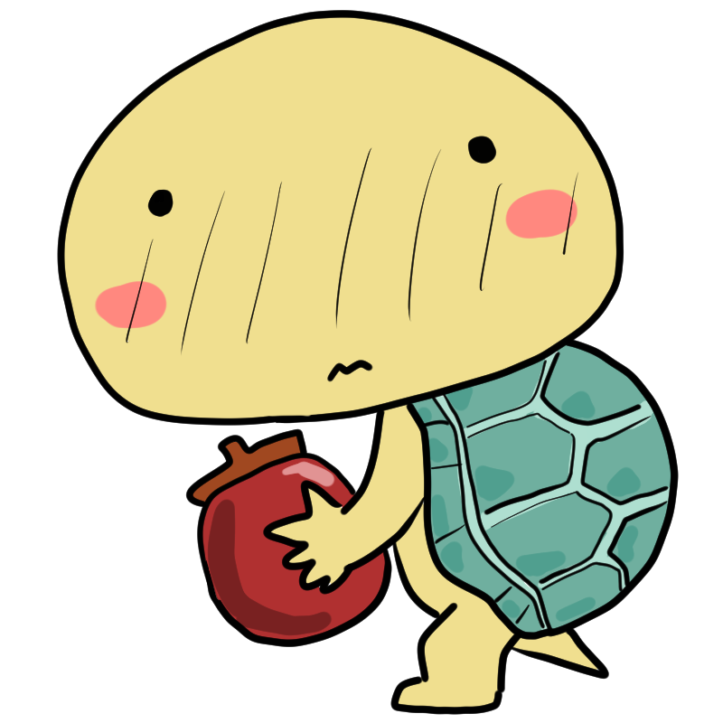 照れる亀のかわいいイラスト