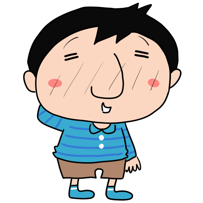 照れる新米パパのかわいいイラスト