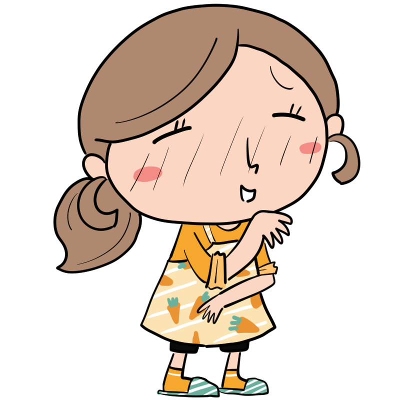 照れる新米ママのかわいいイラスト