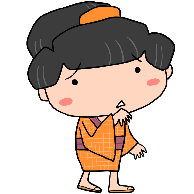 困る江戸の町娘のかわいいイラスト