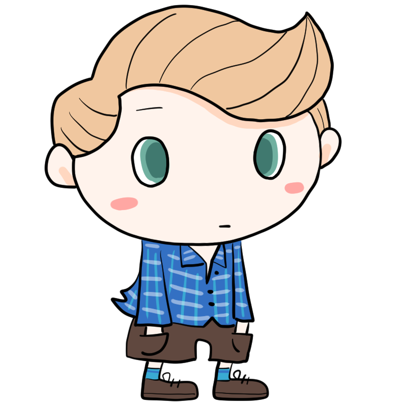 無表情の白人の男の子のかわいいイラスト