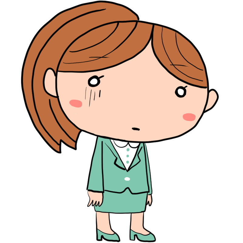 落ち込むスーツの女性のかわいいイラスト