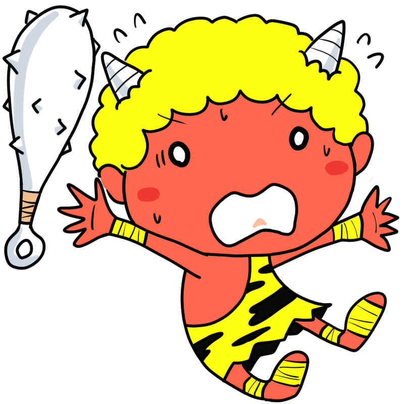 驚く赤鬼のかわいいイラスト