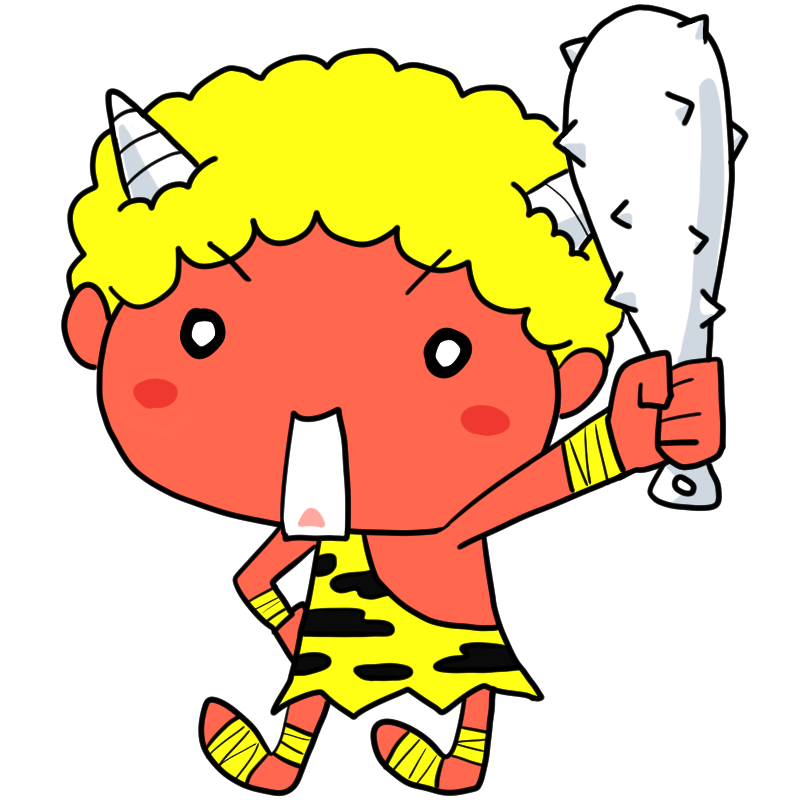 奮起する赤鬼のかわいいイラスト