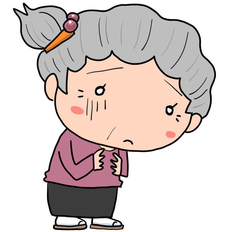 落ち込むおばあちゃんのかわいいイラスト