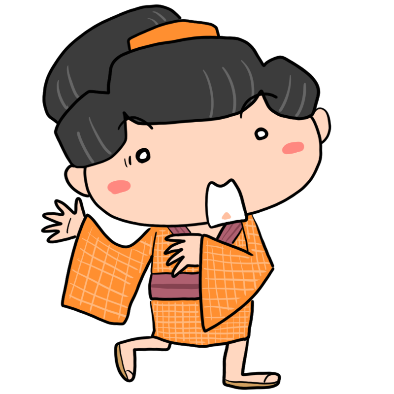 驚く江戸の町娘のかわいいイラスト