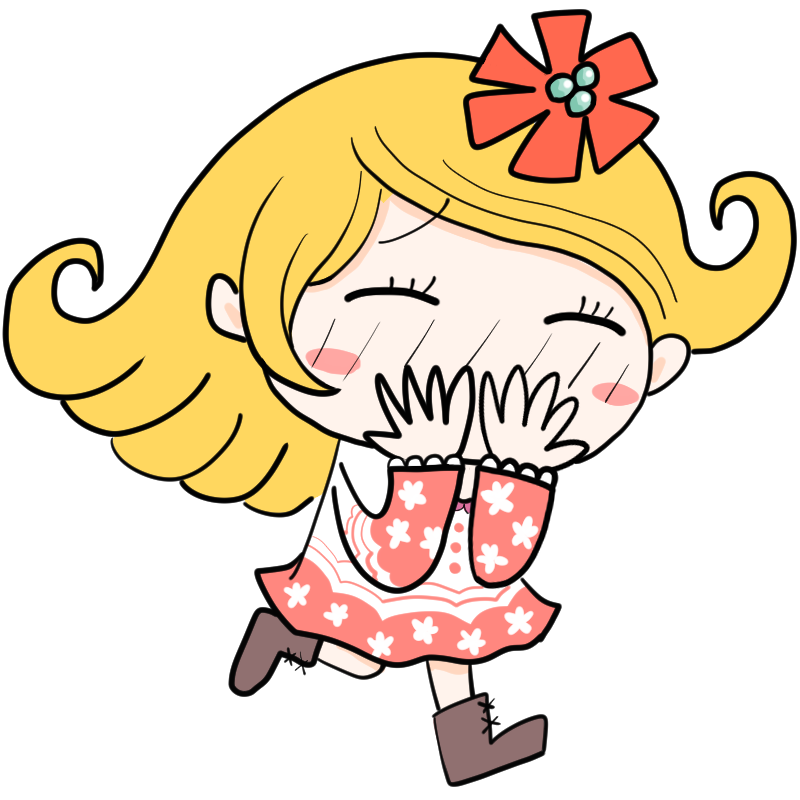 照れる白人の女の子のかわいいイラスト