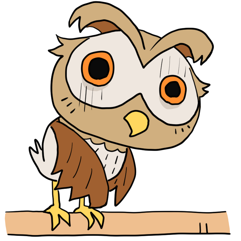 落ち込むフクロウのかわいいイラスト