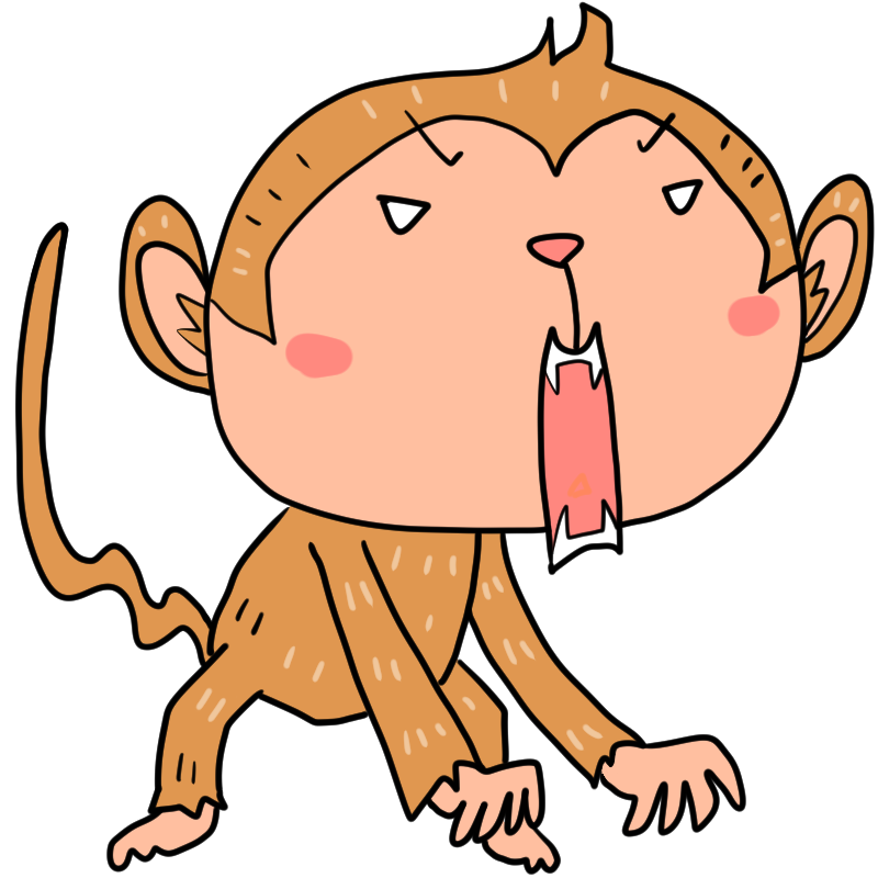 威嚇する猿のかわいいイラスト