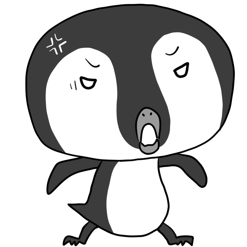 怒るペンギンのかわいいイラスト