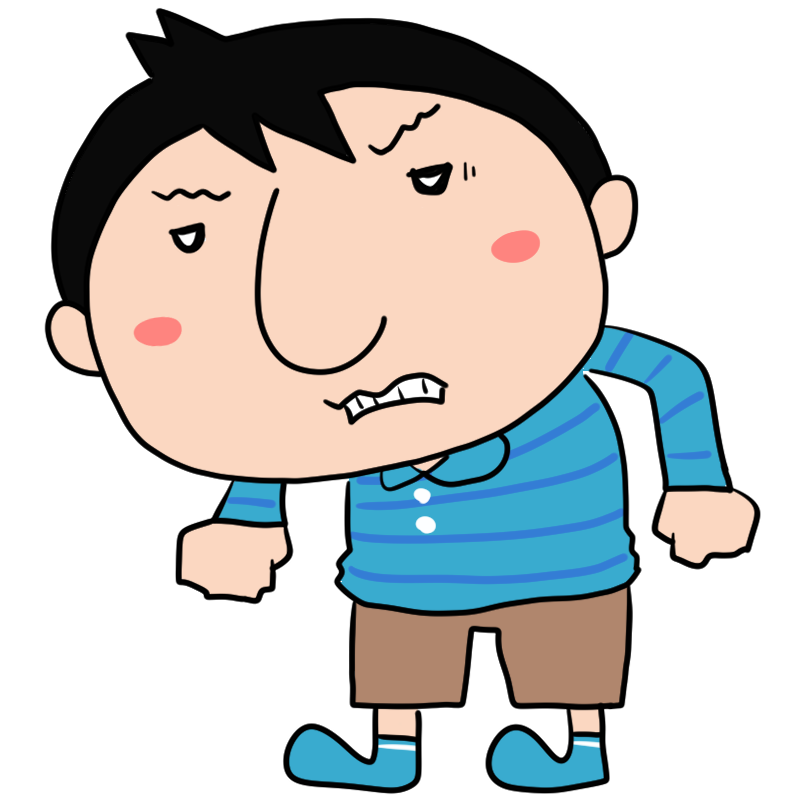 悔しそうな新米パパのかわいいイラスト