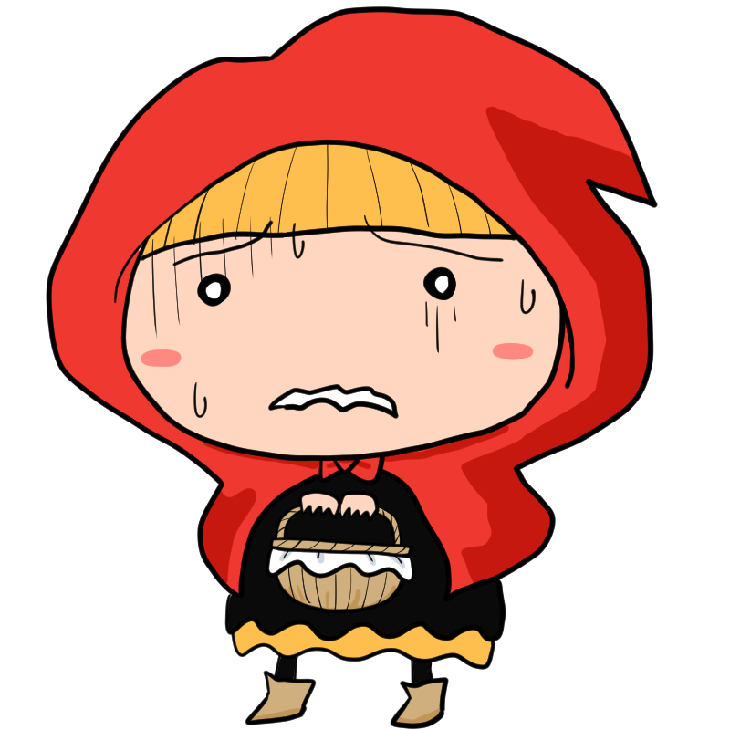 怯える赤ずきんのかわいいイラスト
