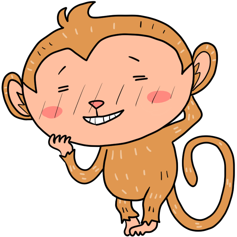 照れる猿のかわいいイラスト