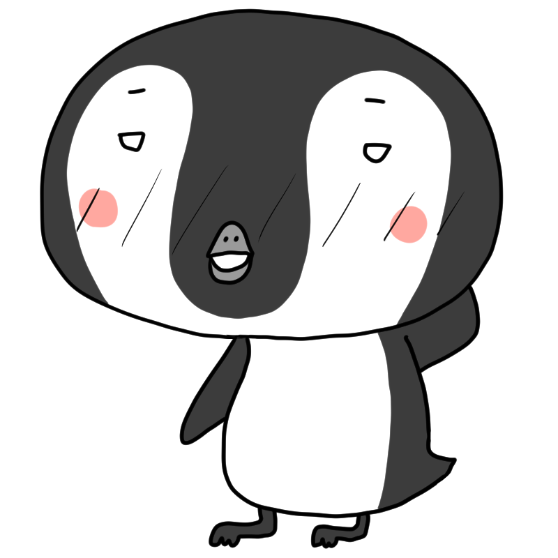 照れるペンギンのかわいいイラスト