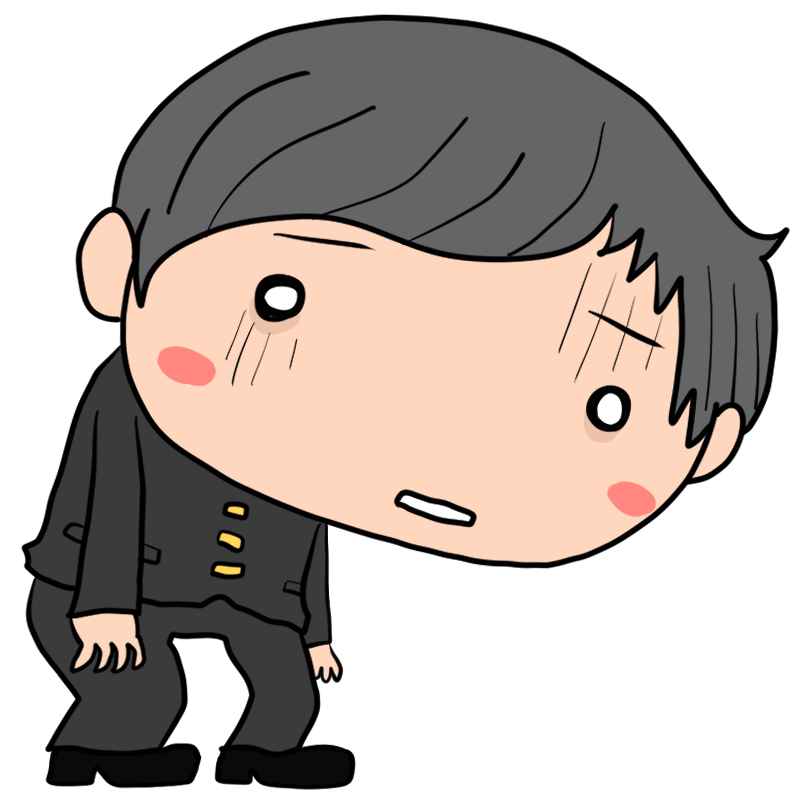 落ち込む男子学生のかわいいイラスト