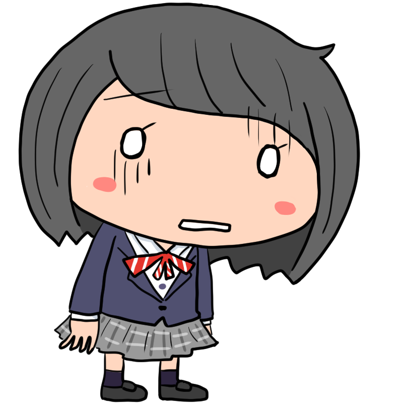 落ち込む女子学生のかわいいイラスト