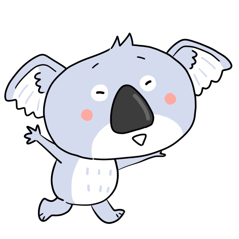 楽しそうなコアラのかわいいイラスト