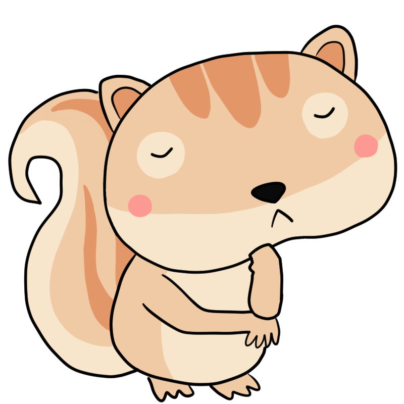 考えるシマリスのかわいいイラスト