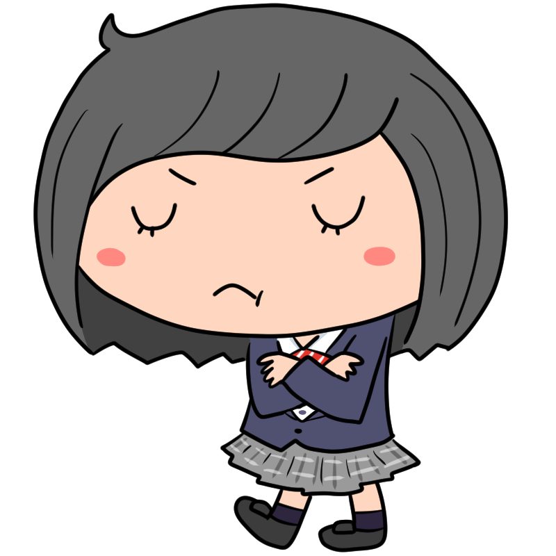 悩む女子高生のかわいいイラスト