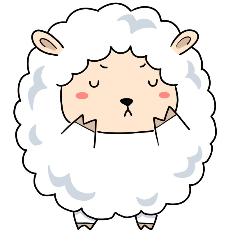 悩む羊のかわいいイラスト
