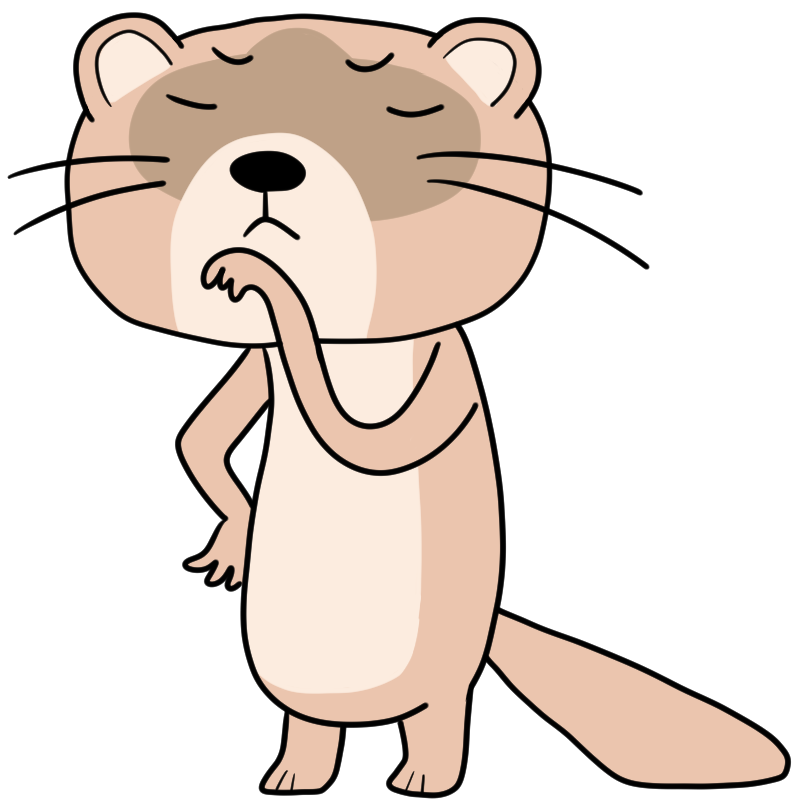悩むイタチのかわいいイラスト