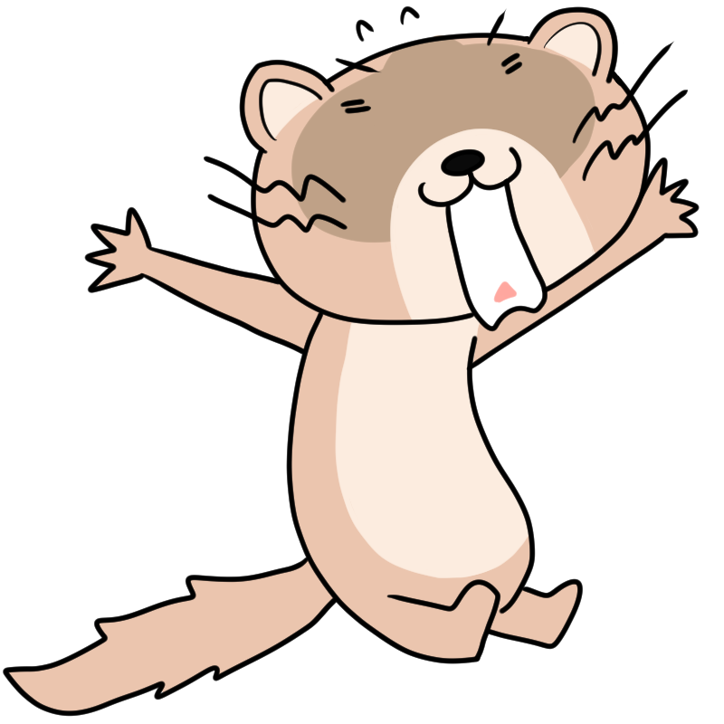 驚くイタチのかわいいイラスト
