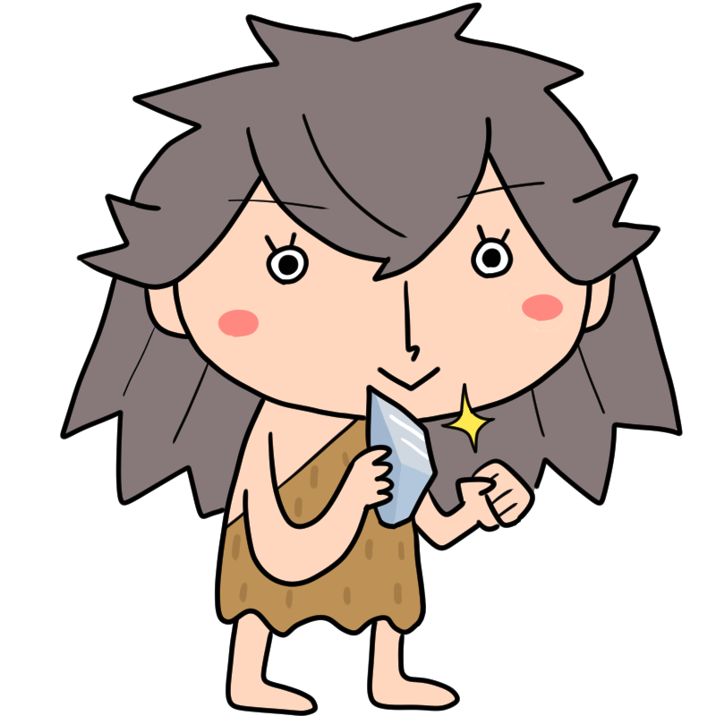 石のナイフを持つ原始人のお母さんのかわいいイラスト