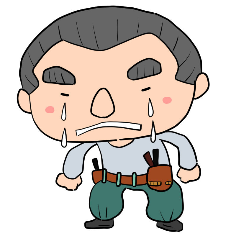 泣く大工さんのかわいいイラスト