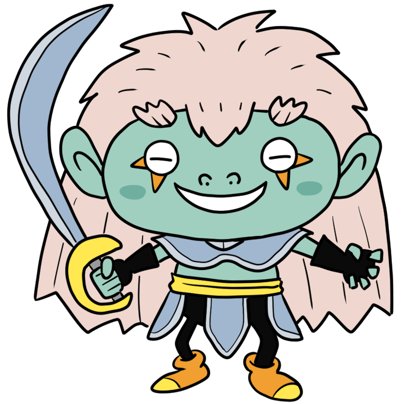 装備を整えたモンスターのかわいいイラスト