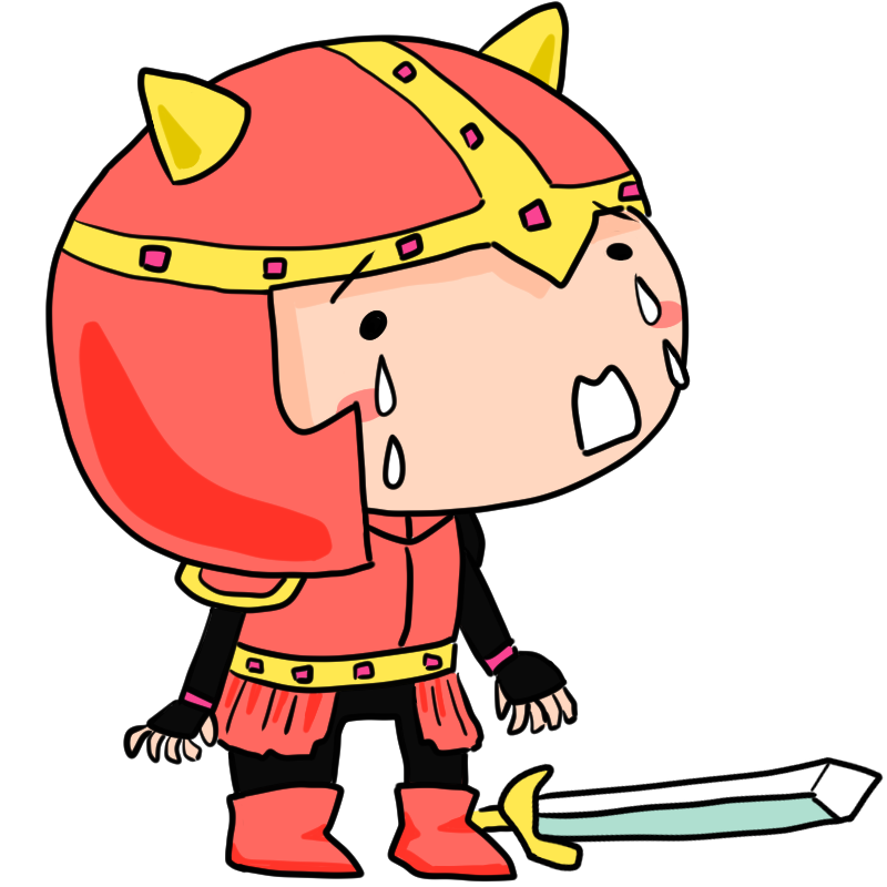 慟哭する戦士のかわいいイラスト