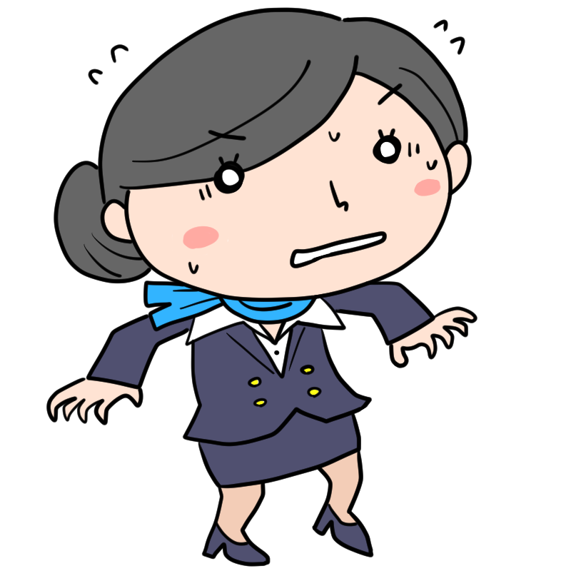 動揺するキャビンアテンダントのかわいいイラスト
