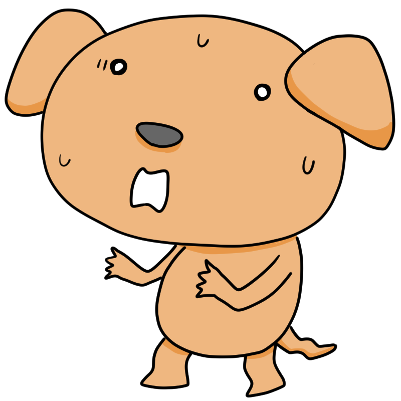 動揺する犬のかわいいイラスト