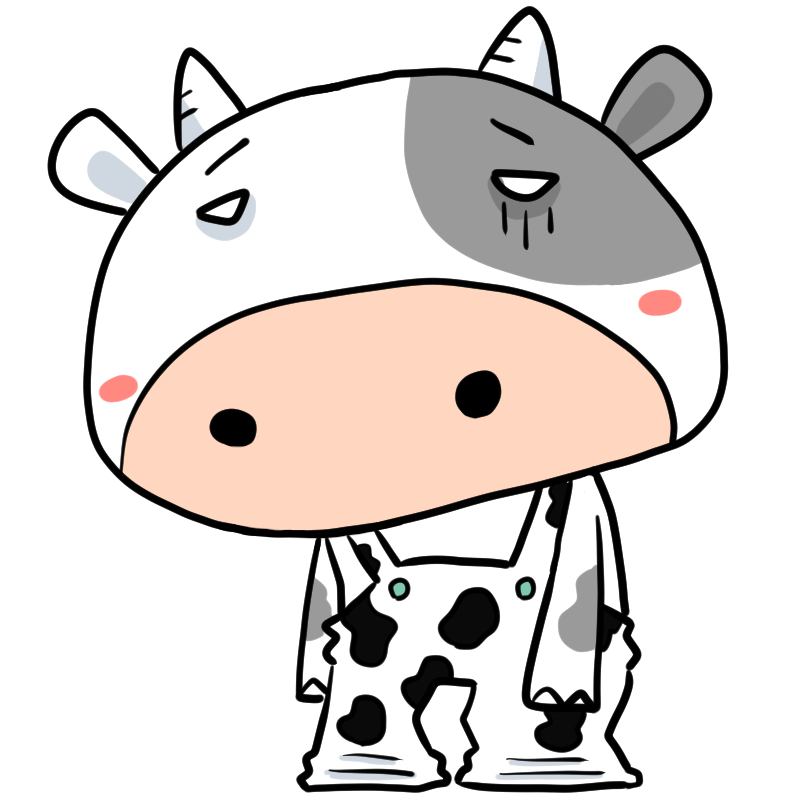落ち込む牛のかわいいイラスト
