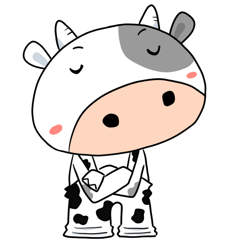 考える牛のかわいいイラスト