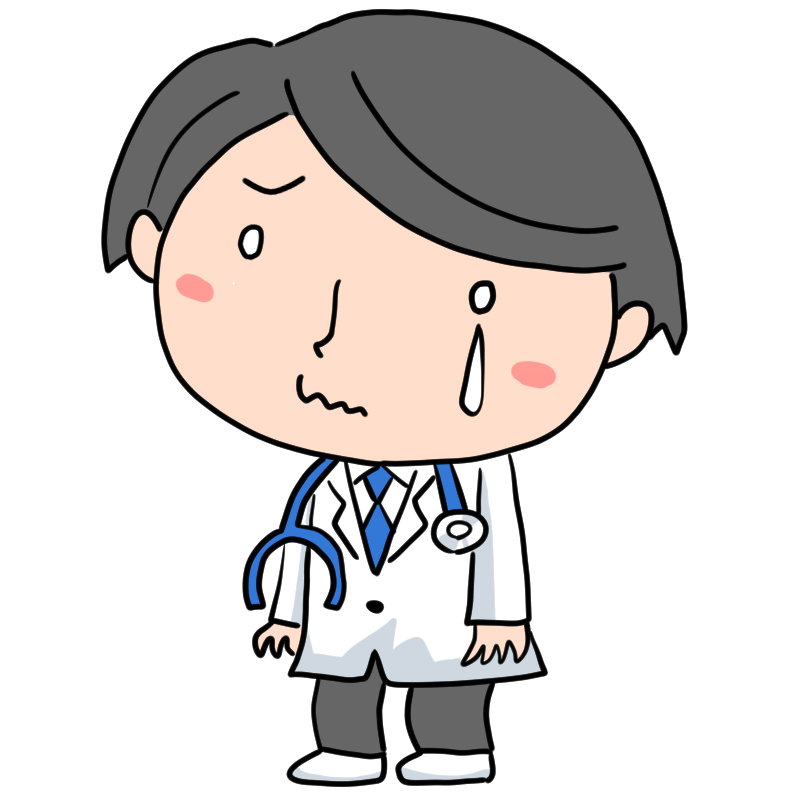 泣く研修医のかわいいイラスト