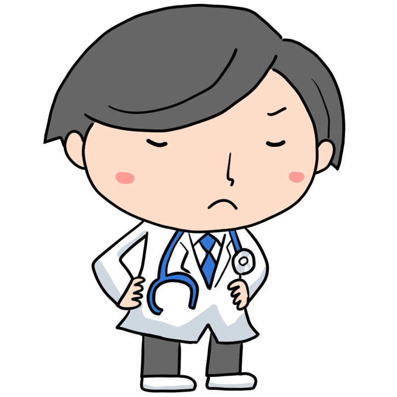 考える医者のかわいいイラスト