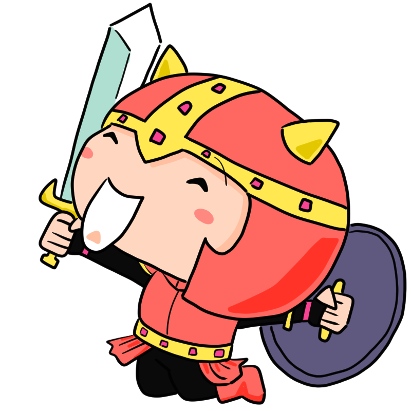 喜ぶ戦士のかわいいイラスト