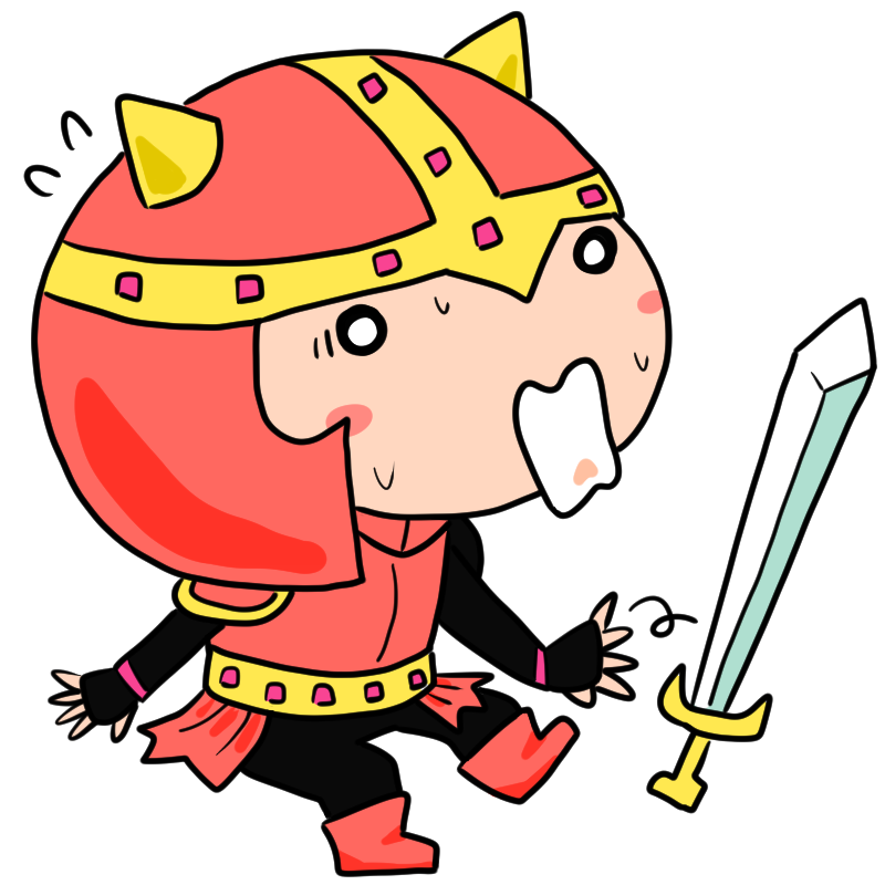 驚く戦士のかわいいイラスト