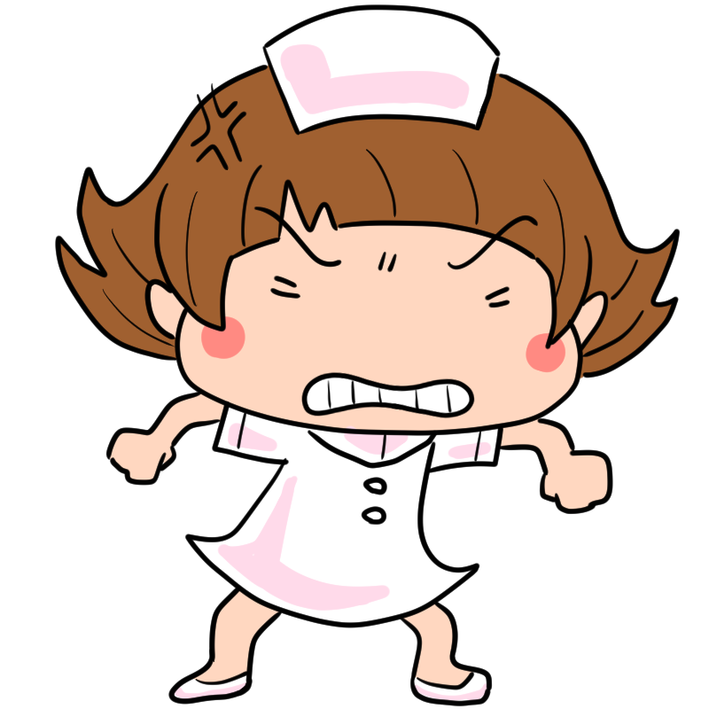 悔しがる看護師のかわいいイラスト