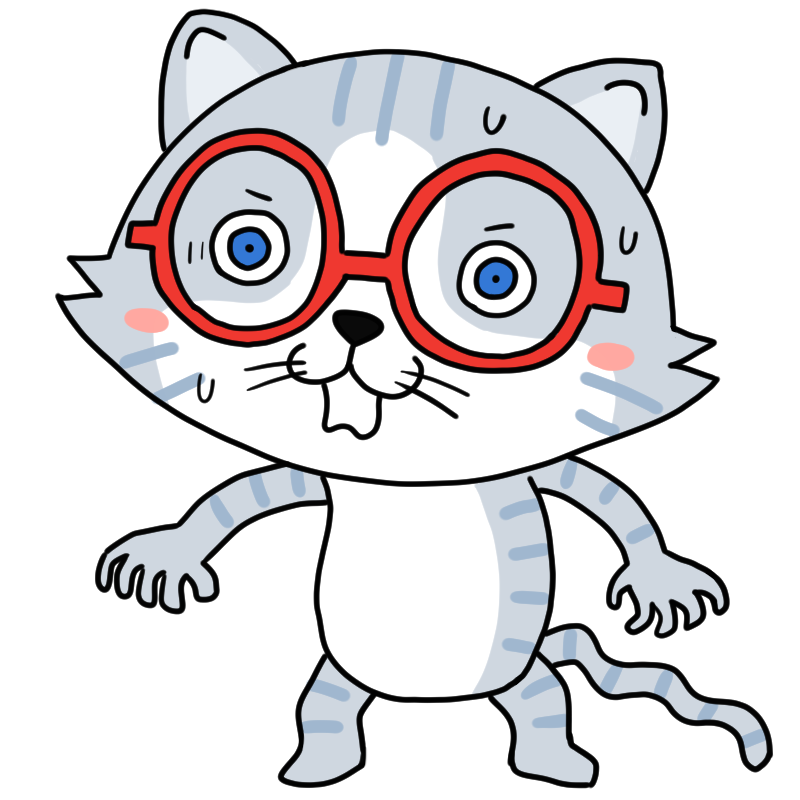 動揺する眼鏡の猫のかわいいイラスト