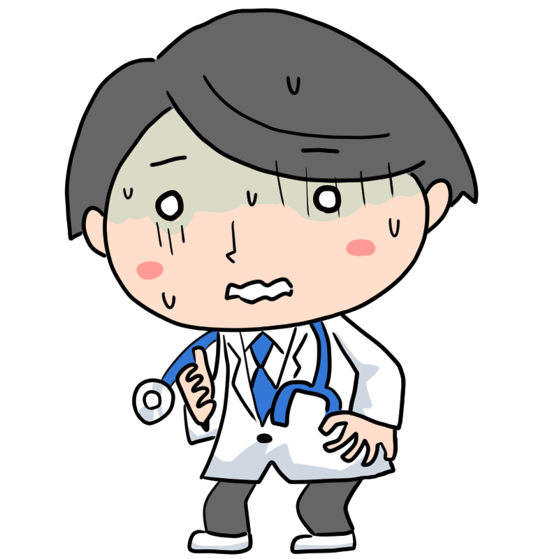 動揺する研修医のかわいいイラスト