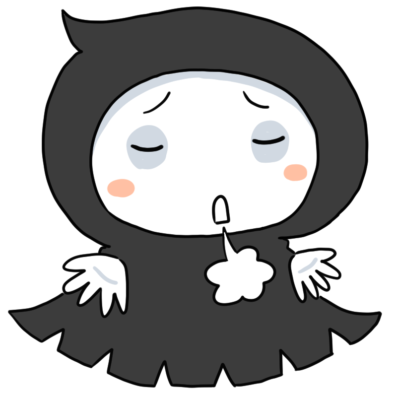 ため息を吐く死神のかわいいイラスト