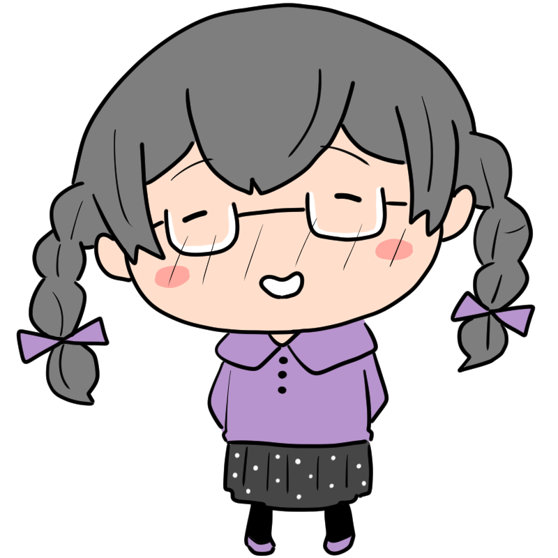 照れる三つ編み眼鏡の女の子のかわいいイラスト