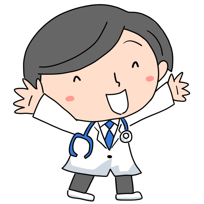 喜ぶ研修医のかわいいイラスト