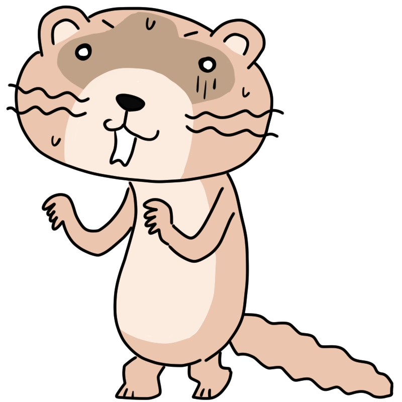怯えるイタチのかわいいイラスト