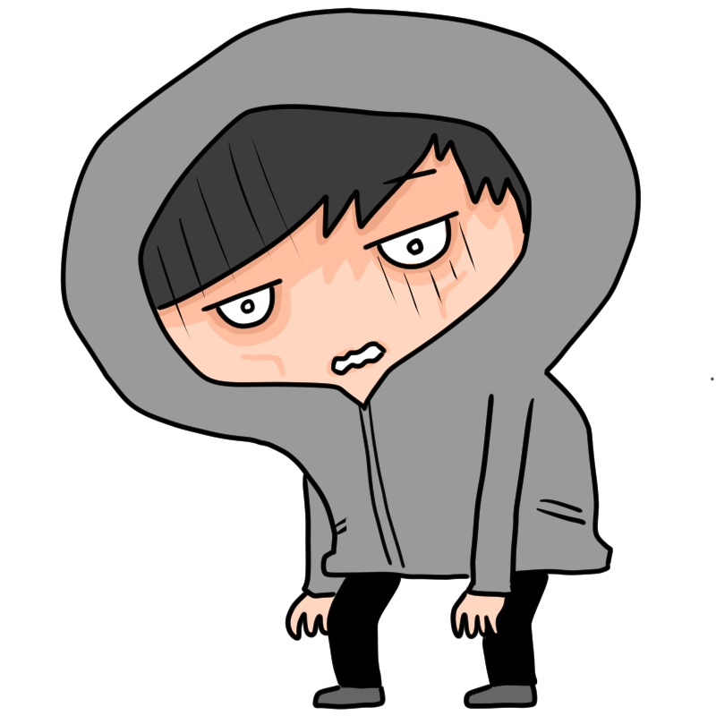 落ち込む不審者のかわいいイラスト