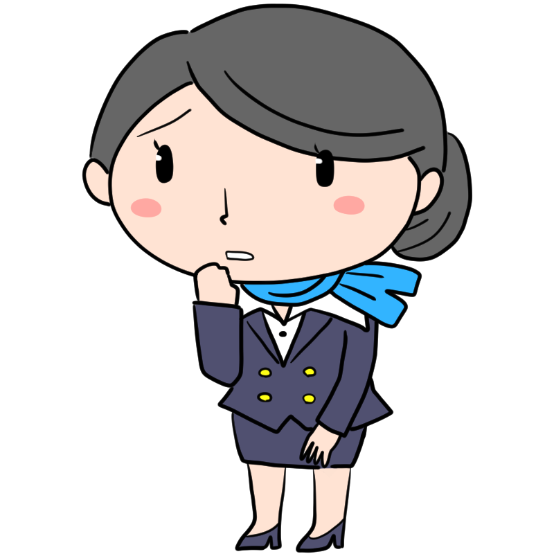困るキャビンアテンダントのかわいいイラスト