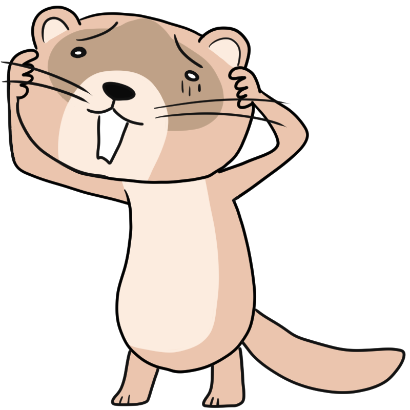 困るイタチのかわいいイラスト